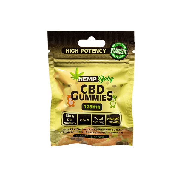 CBD High Potency Gummies 5ct pouch - HempBaby